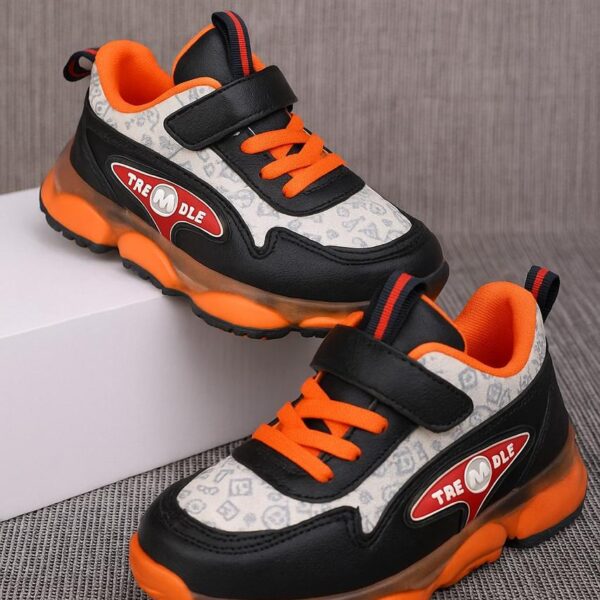 سنيكرز أطفال رياضي برتقالي أسود TREMBLE، حذاء مرن