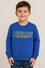 سويتشيرت أطفال، سويتشيرت كحلي، سويتشيرت بطبعة AWAKE، ملابس أطفال، سويتشيرت قطن، ملابس كاجوال للأطفال، بلوفر مريح، أزياء أطفال عصرية