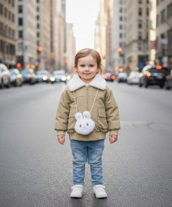 جاكيت بناتي بيج بياقة فرو بيضاء وسلسلة أرنب، تصميم شتوي أنيق ودافئ بلمسة طفولية جذابة 1 WhatsApp Image 2025 10 29 at 11.47.22 AM 1