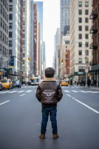 جاكيت أطفال بني من الجلد الصناعي بياقة فرو بيج، تصميم كلاسيكي دافئ للأجواء الشتوية، مناسب للمدرسة أو النزهات أو المناسبات الشتوية 2 WhatsApp Image 2025 10 29 at 11.47.22 AM 6