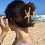 مشبك شعر نسائي ذهبي، تصميم نجمة ثلاثية الأبعاد أنيق ومتين