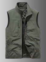 سترة صيد رجالية بدون أكمام متعددة الجيوب، تصميم خارجي متين للرحلات