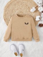 سويت شيرت أطفال بيج بطبعة قرون غزال، تصميم عصري وأنيق للخريف والشتاء