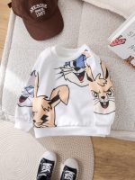 سويتشيرت أطفال أبيض مطبوع بشخصيات كرتونية