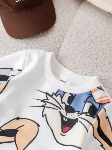 سويتشيرت أطفال أبيض مطبوع بشخصيات كرتونية، تصميم عصري مفعم بالحيوية 7 1730808317643c92396c3d736536b532cdac68fdd6