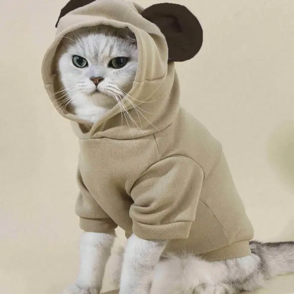 هودي PETSIN للحيوانات الأليفة بتصميم ثلاثي الأبعاد مع تفاصيل الأذن، مظهر عصري ولطيف