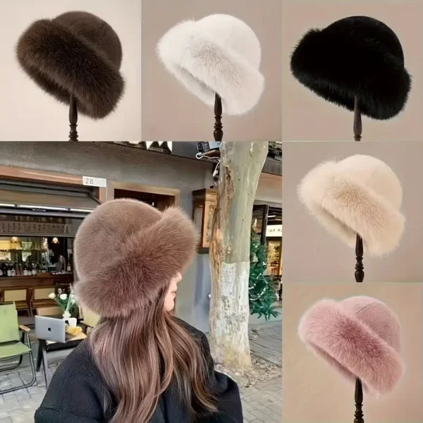 قبعة شتوية نسائية مبطنة بالفرو بعريضة الحواف، دافئة، خفيفة، وحماية من البرد للأنشطة الخارجية