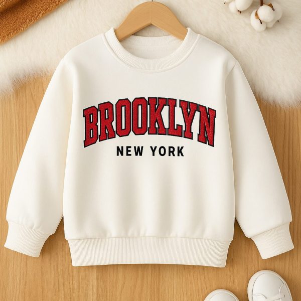 سويتشيرت أطفال، سويت شيرت قطن، ملابس أطفال، سويتشيرت شتوي، BROOKLYN NEW YORK، ملابس كاجوال، ألوان متعددة، ملابس دافئة
