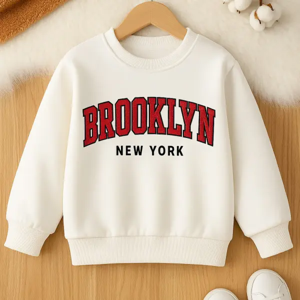 سويتشيرت أطفال، سويت شيرت قطن، ملابس أطفال، سويتشيرت شتوي، BROOKLYN NEW YORK، ملابس كاجوال، ألوان متعددة، ملابس دافئة