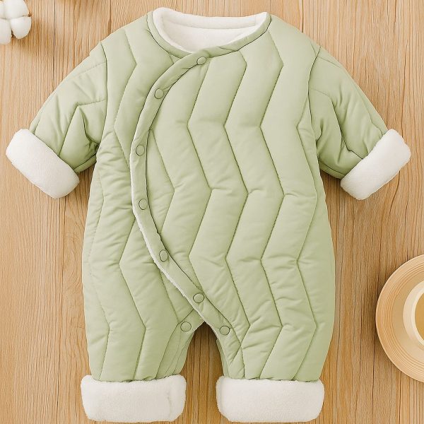 سالوبيت أطفال، ملابس مواليد، سالوبيت شتوي، سالوبيت مبطن، ملابس دافئة للمواليد، ألوان ناعمة، ملابس شتوية للرضع