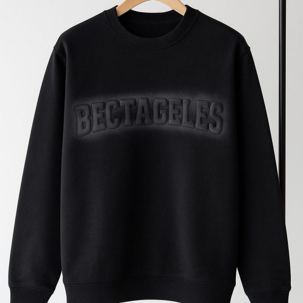 سويتشيرت رجالي بحروف بارزة، قطن ناعم بلون أسود وبيج لإطلالة شبابية عصرية