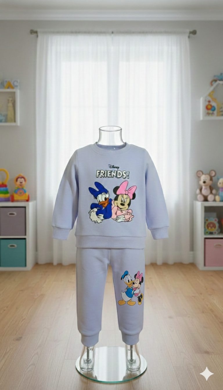 طقم أطفال ديزني ميني ماوس ودونالد داك مع شعار "أصدقاء"، تصميم عصري ومريح للاستخدام اليومي واللعب طقم أطفال ديزني ميني ماوس ودونالد داك مع شعار "أصدقاء"، تصميم عصري ومريح للاستخدام اليومي واللعب