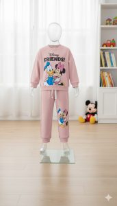 طقم أطفال ديزني ميني ماوس ودونالد داك مع شعار "أصدقاء"، تصميم عصري ومريح للاستخدام اليومي واللعب 1 Gemini Generated Image a0qjg1a0qjg1a0qj