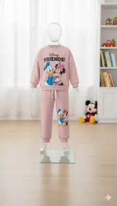 طقم أطفال ديزني ميني ماوس ودونالد داك مع شعار "أصدقاء"، تصميم عصري ومريح للاستخدام اليومي واللعب 1 Gemini Generated Image a0qjg1a0qjg1a0qj