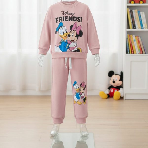 طقم أطفال، ديزني، ميني ماوس، دونالد داك، ملابس أطفال، سويتشيرت وبنطال رياضي، ملابس يومية، ملابس لعب، ملابس مريحة، تصميم مرح.