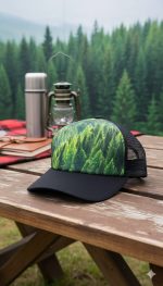 قبعة تروكر شبكية بطبعة غابات الصنوبر - مثالية للتخييم والمغامرات