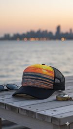 قبعة تروكر شبكية بطبعة الغروب - ستايل شاطئي ومغامرات (Sunset Seascape)