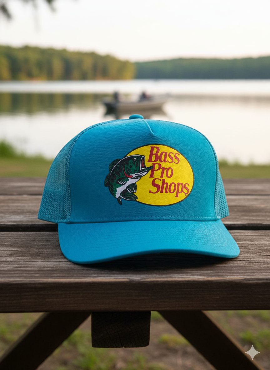 قبعة تروكر (Trucker Hat) رسمية Bass Pro Shops - لون أزرق مائي (Aqua Blue) قبعة تروكر (Trucker Hat) رسمية Bass Pro Shops - لون أزرق مائي (Aqua Blue)