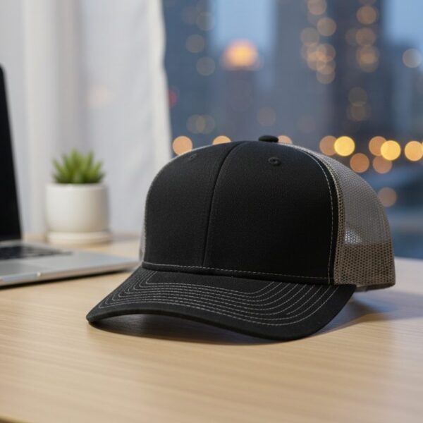 قبعة تروكر (Trucker Hat) ثنائية اللون - أسود كلاسيكي