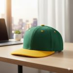 قبعة بيسبول سادة ثنائية اللون - أخضر داكن وحافة صفراء زاهية (Snapback Style)