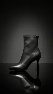 بوت نسائي أسود من الجلد الناعم بكعب عالٍ، تصميم كلاسيكي أنثوي فاخر، يناسب المناسبات الرسمية والمواسم الباردة 1 WhatsApp Image 2025 11 01 at 10.04.52 AM