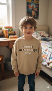 سويت شيرت أطفال بيج بعبارة مطبوعة، تصميم قطني مريح مناسب للبنين، مناسب للأجواء المعتدلة والباردة 1 WhatsApp Image 2025 11 01 at 12.13.47 PM 3