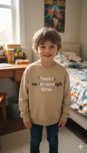 سويت شيرت أطفال بيج بعبارة مطبوعة، تصميم قطني مريح مناسب للبنين، مناسب للأجواء المعتدلة والباردة 1 WhatsApp Image 2025 11 01 at 12.13.47 PM 3