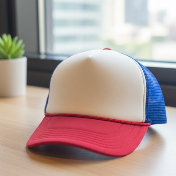 قبعة تروكر شبكية كلاسيكية - ألوان العلم الأمريكي (الأحمر والأبيض والأزرق)