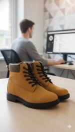 بوت أطفال كلاسيكي باللون الجملي، تصميم أنيق من الجلد الصناعي بنعل مطاطي متين