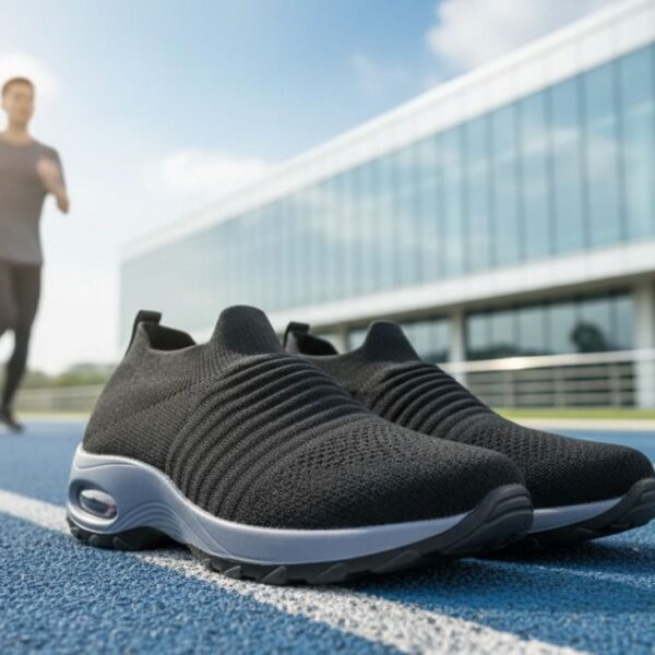 شوز رجالي رياضي بدون أربطة بتصميم شبكي خفيف ونعل مبطن