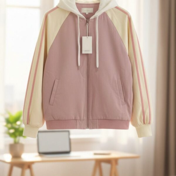 هودي نسائي رياضي ملون بسحّاب أمامي، تصميم عصري مريح للإطلالات اليومية