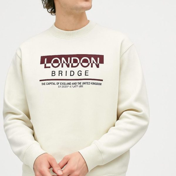 سويتشيرت رجالي أوف وايت مطبوع LONDON BRIDGE، تصميم عصري