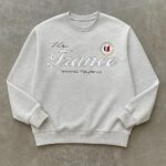 سويتشيرت رجالي رمادي مطبوع ومطرز France Grand Touring، تصميم عصري مريح