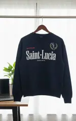 سويتشيرت رجالي كاجوال كحلي بشعار Saint-Lucia