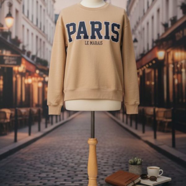 سويتشيرت نسائي، سويتشيرت كاجوال، سويتشيرت بيج، ملابس نسائية شتوية، سويتشيرت مطبوع، موضة باريس، سويتشيرت طويل الأكمام، أزياء شبابية، ملابس خروج نسائية