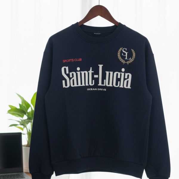 سويتشيرت رجالي كاجوال كحلي بشعار Saint-Lucia