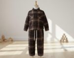 طقم شتوي ولادي بنقشة كارو، قميص وبنطال مريح