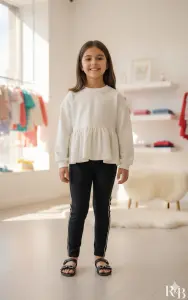 طقم بناتي أنيق من قطعتين، بلوزة بكرانيش وبنطلون ليقنز بخط جانبي لامع، خامة مريحة ناعمة على البشرة ومثالية للاستخدام اليومي 1 WhatsApp Image 2025 11 03 at 12.50.12 PM 1