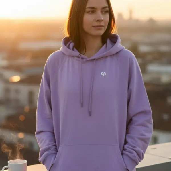 هودي نسائي بنفسجي فاتح، تصميم مريح وعصري بغطاء رأس من القطن الناعم