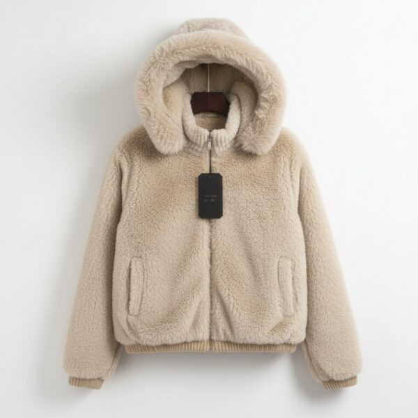 جاكيت فرو شتوي دبل فيس بقبعة، تصميم عصري ناعم يوفر الدفء والأناقة