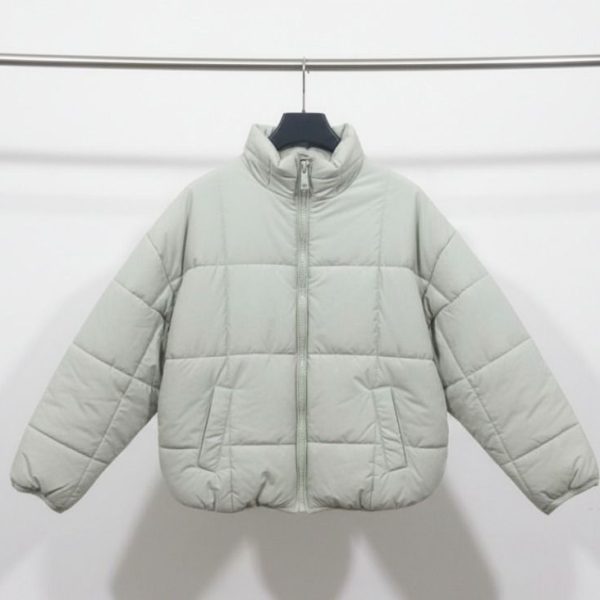 جاكيت أطفال شتوي مبطن رمادي فاتح بسحّاب أمامي