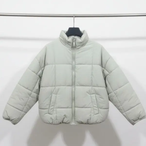 جاكيت أطفال شتوي مبطن رمادي فاتح بسحّاب أمامي