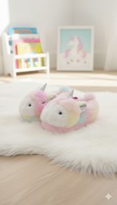 لكلوك أطفال فرو شتوي بشكل يونيكورن، تصميم دافئ وأنيق بألوان باستيل، مناسب للاستخدام اليومي في الأجواء الباردة 1 WhatsApp Image 2025 11 04 at 12.16.11 PM