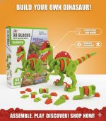 لعبة تركيب ديناصور ثلاثية الأبعاد للأطفال، 60 قطعة لتنمية الذكاء والإبداع، مصنوعة من خامات آمنة