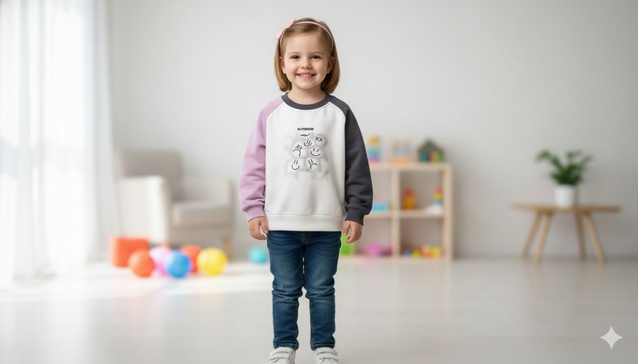 سويتشيرت أطفال قطن خريفي بأكمام ملونة ووجوه تعبيرية مرحة، مريح وعصري، مثالي لفصل الخريف والأيام ذات الطقس المعتدل سويتشيرت أطفال قطن خريفي بأكمام ملونة ووجوه تعبيرية مرحة، مريح وعصري