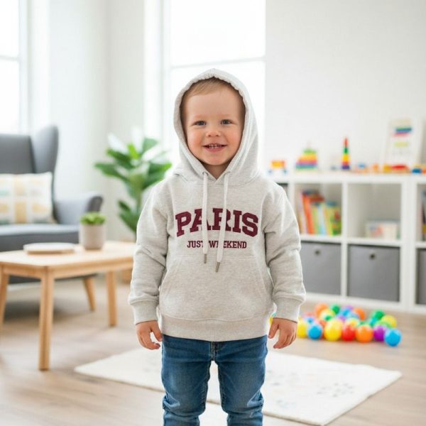 هودي أطفال قطن بطبعة PARIS، تصميم عصري مريح