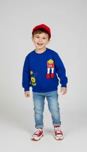 سويتشيرت أطفال أزرق برسومات كرتونية مجسمة، بطاطس وبرجر بتصميم مرِح وأنيق 1 WhatsApp Image 2025 11 04 at 2.51.06 PM