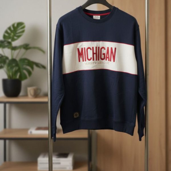 سويتشيرت رجالي، سويتشيرت كاجوال، ملابس شبابية، موضة رجالية، سويتشيرت أخضر، سويتشيرت رياضي، ملابس شتوية رجالية، سويتشيرت قطني، سويتشيرت بأكمام طويلة، MICHIGAN VARSITY