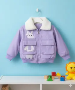 جاكيت أطفال موف مبطن فرو بتصميم أرنب، دافئ وناعم للشتاء، بطانة فرو داخلية 1 WhatsApp Image 2025 11 05 at 11.17.00 AM 1