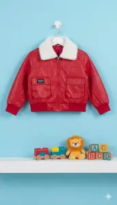 جاكيت أطفال شتوي وردي وأحمر بياقة فرو بيضاء، تصميم أنيق ودافئ يجمع بين الأناقة والراحة 1 WhatsApp Image 2025 11 05 at 11.17.00 AM 2